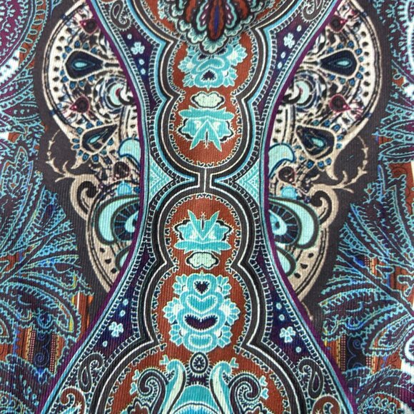 Apt 9 Womens Blouse Top Size Small Green Brown Paisley Embellished 3/4 Sleeves - Picture 6 of 9